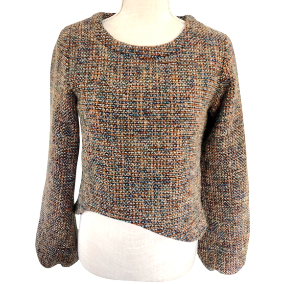 Revolve Tweed Sweater Asymmetrical Long‎ Sleeve Top Size XS - Picture 2 of 9
